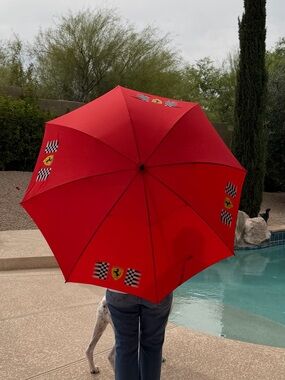 Ferrari Red Umbrella with Racing Shield Accents